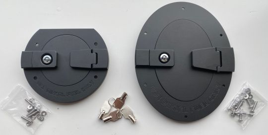 HUMMER H1 BILLET ALUMINUM BLACK LOCKING FUEL DOOR SET 